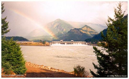 Rainbow over dam